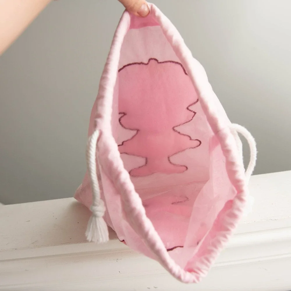 VTG‎ 80s Strawberry Shortcake Pink Drawstring Bag 3D Puff Applique Retro KidCore